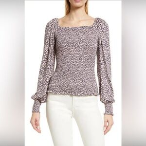 Boden Floral Smocked Blouse